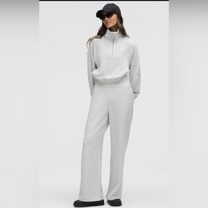 Lululemon waffle scuba wide leg sweatpants heathered ultra light gray medium